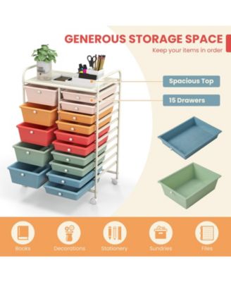 15-Drawer Utility Rolling Organizer Cart with Multi-Use Storage
