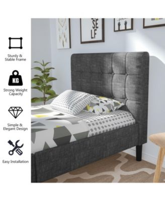 Platform Bed with Button Tufted Headboard