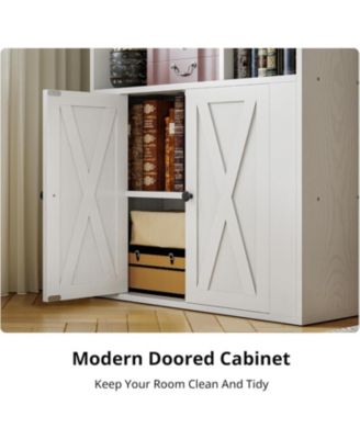 Bookcase with Doors, Tall Bookshelf with Storage, Bookshelves