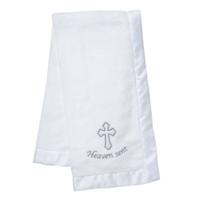 Baby Heaven Sent Baptism/Christening Soft White Fleece Blanket