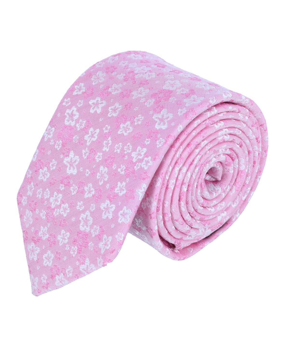 Men's Hanami Cherry Blossom Burst Linen Blend Novelty Necktie - Pink