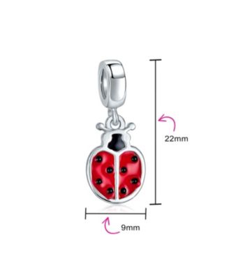Lucky Ladybug Insect Gardener Dangle Charm Bead .925 Sterling