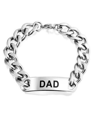 Daddy Name Plated Bike Chain DAD ID Bracelet Tone Stainless Steel