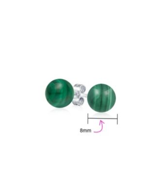Set of 3 Natural Stones Ball Stud Earrings Sterling Silver 8MM