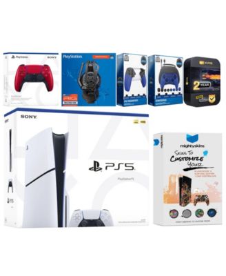 Playstation 5 Slim Disc with Extra Volcanic Red Controller, Plantronics Headset, Gamer Kit, Trigger Kit and MightySkins Decal Voucher + 2 Year CP
