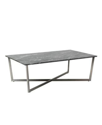 Faux Marble Rectangular Coffee Table for Modern Living Room Decor
