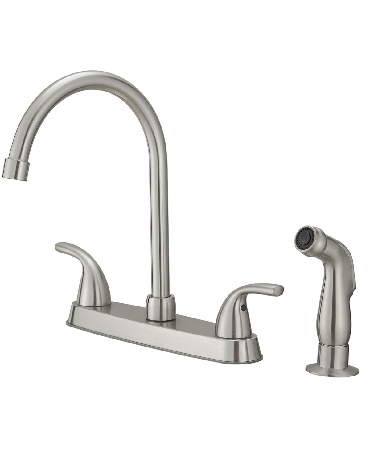 Two-Handle 4 Holes Standard Kitchen Sink Faucet With Side Sprayer In Brushed Nickel - Matte black
