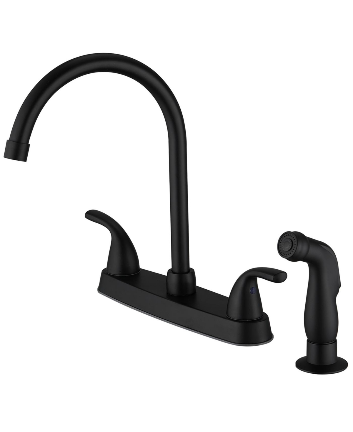 Two-Handle 4 Holes Standard Kitchen Sink Faucet With Side Sprayer In Brushed Nickel - Matte black