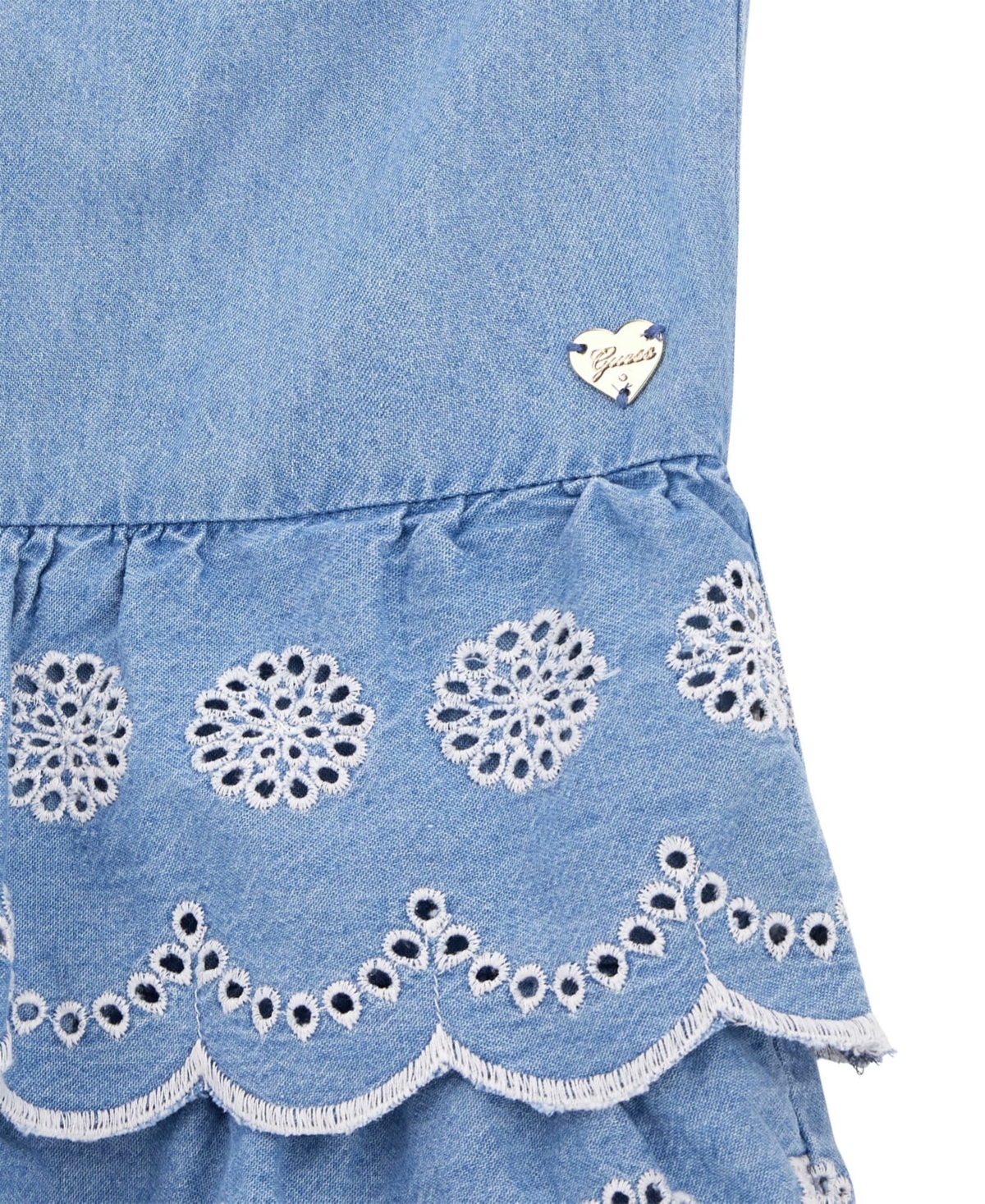 Guess Big Girls Denim Tiered Halter Neck Dress In Blue Denim