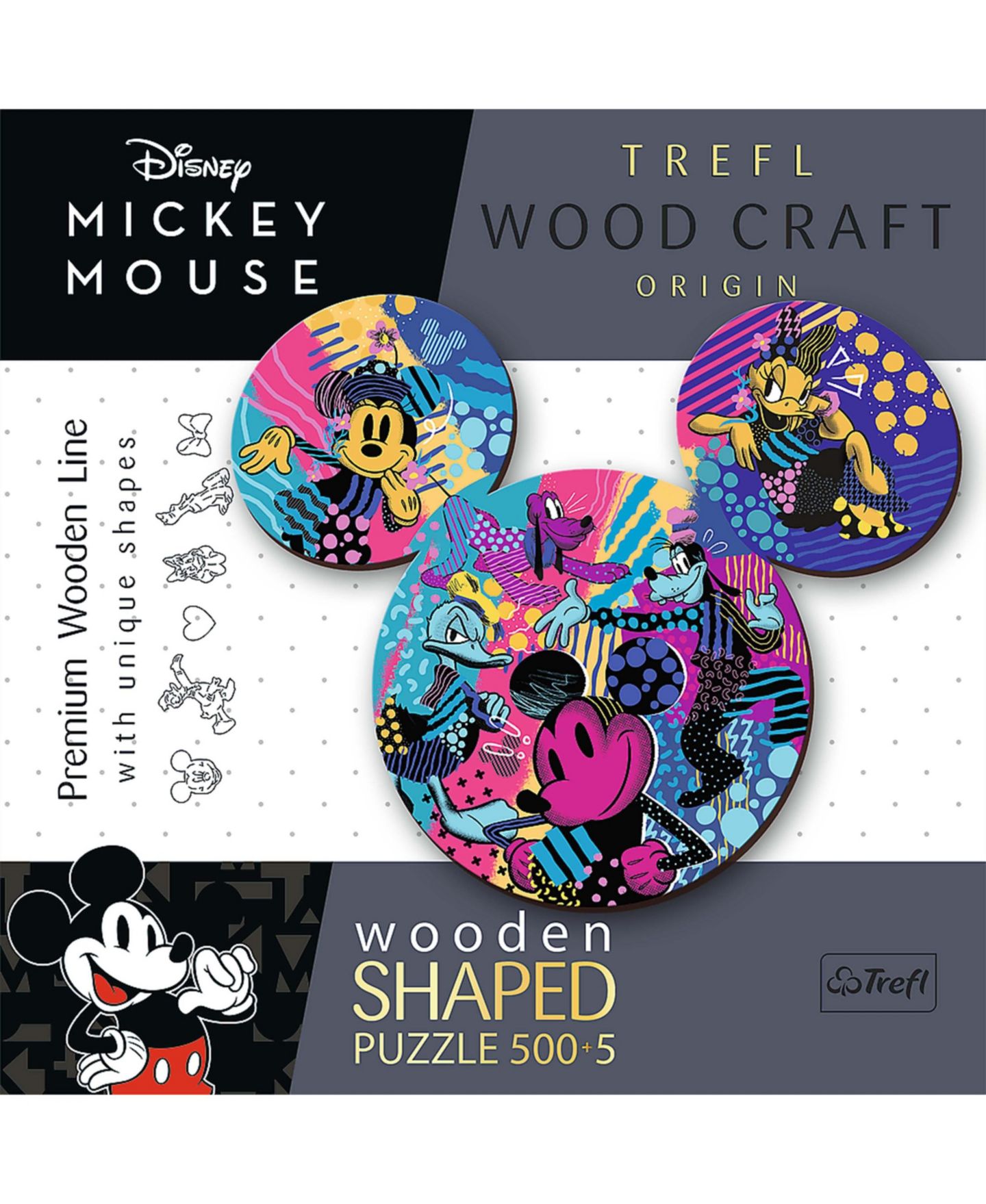 Детский пазл Trefl Wooden The Iconic Mickey Mouse 505-Piece Puzzle, от 12 лет, цвет: Разноцветный — фото 2
