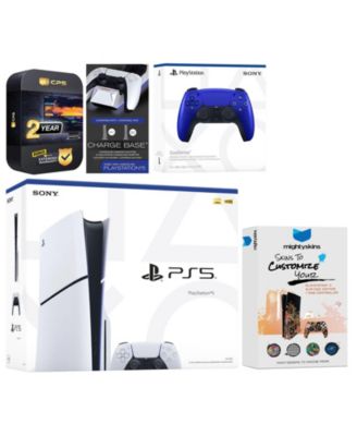 Playstation 5 Slim Disc with Extra Volcanic Red Controller, Charging Dock and MightySkins Decal Voucher + 2 Year CPS Extended Warranty
