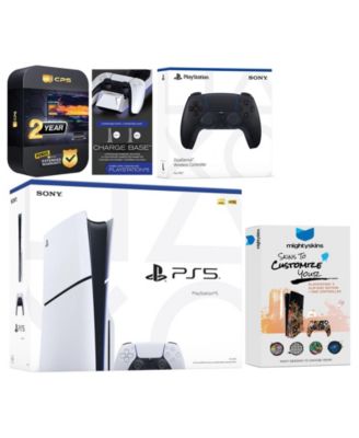Playstation 5 Slim Disc with Extra Volcanic Red Controller, Charging Dock and MightySkins Decal Voucher + 2 Year CPS Extended Warranty