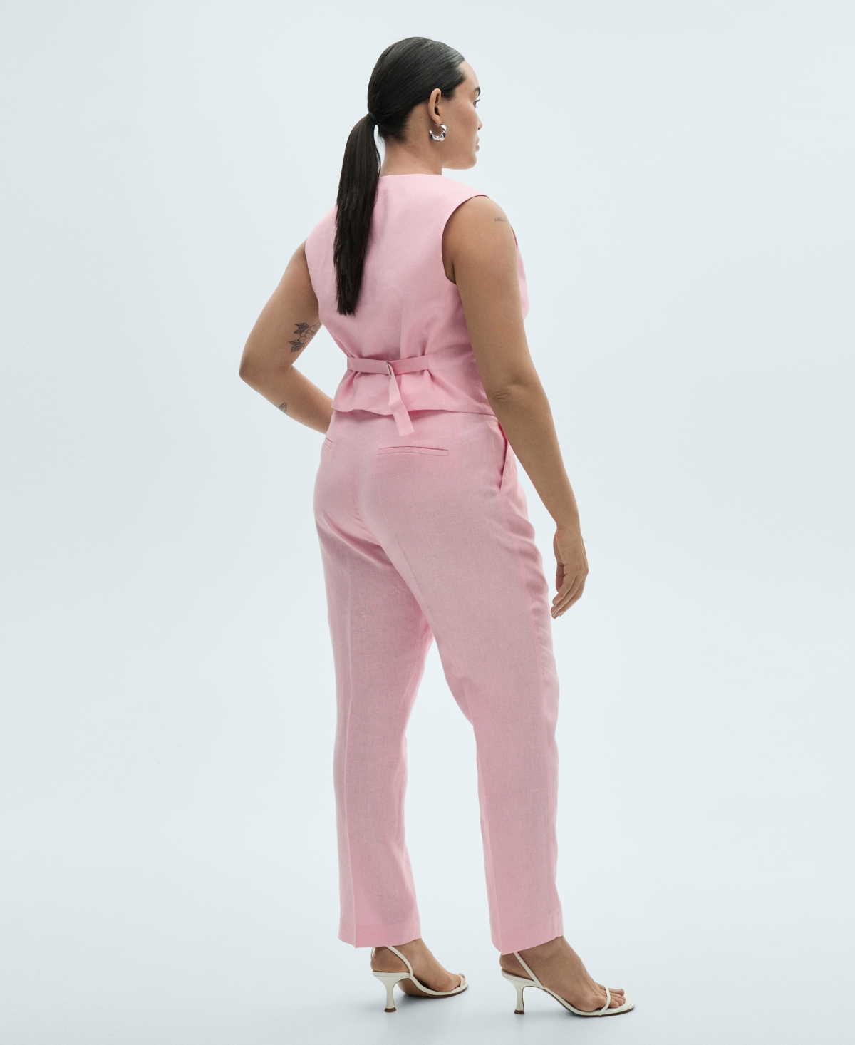 Mango Linen Suit Trousers Light Pink In Light Pink