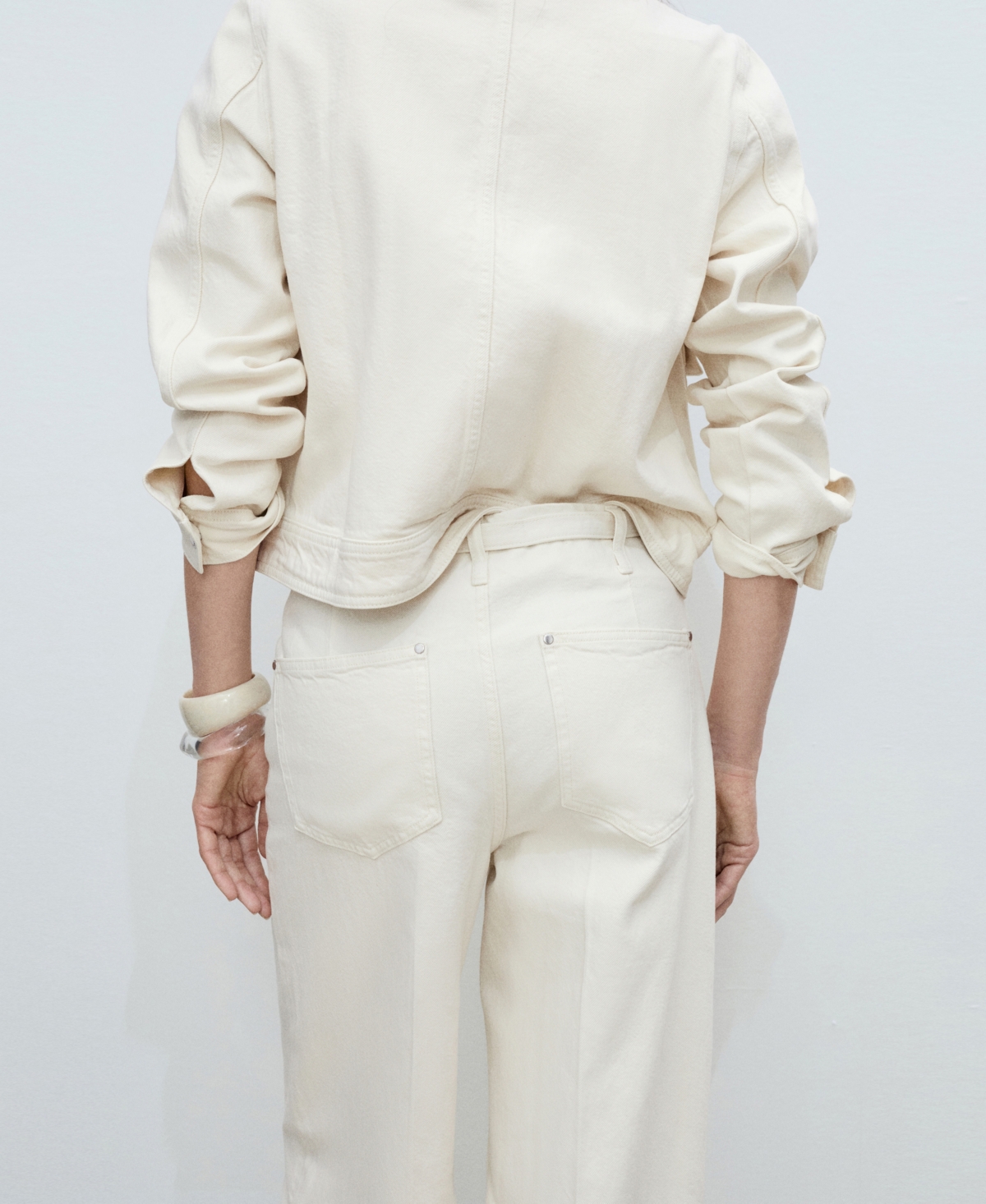 Mango Women's Belt Wide Leg Jeans In Off White