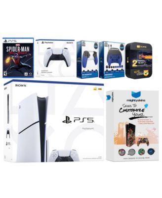 Playstation 5 Slim Disc with Spider-Man: Miles Morales, Extra Controller, Gamer Kit, Trigger Kit and MightySkins Decal Voucher + 2 Year CPS Exten