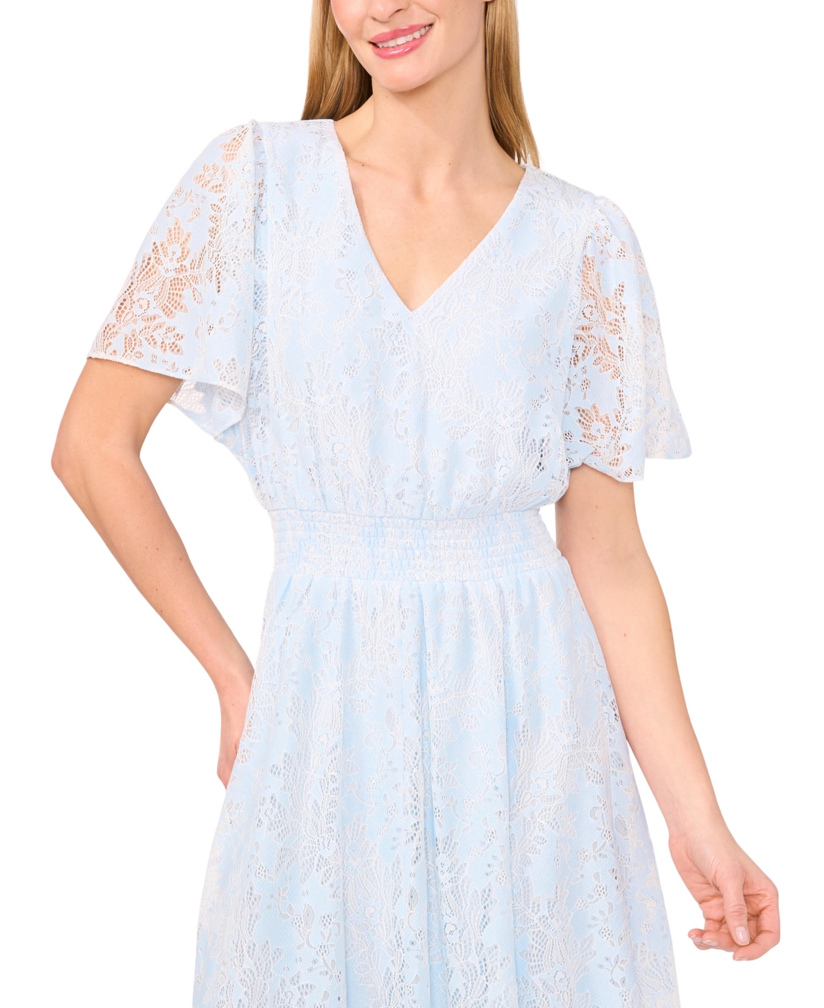 Cece Lace Smocked Waist Maxi Dress