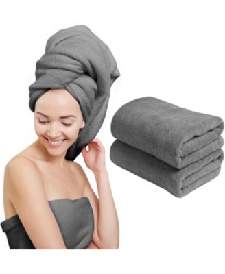 2-Pack Microfiber Hair Towel Wrap Rectangle Twist for Women 24 x 48 Inches
