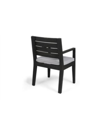 Streamdale Outdoor Dining Chair Set of 2, Dark Grey With Light Grey Cushion