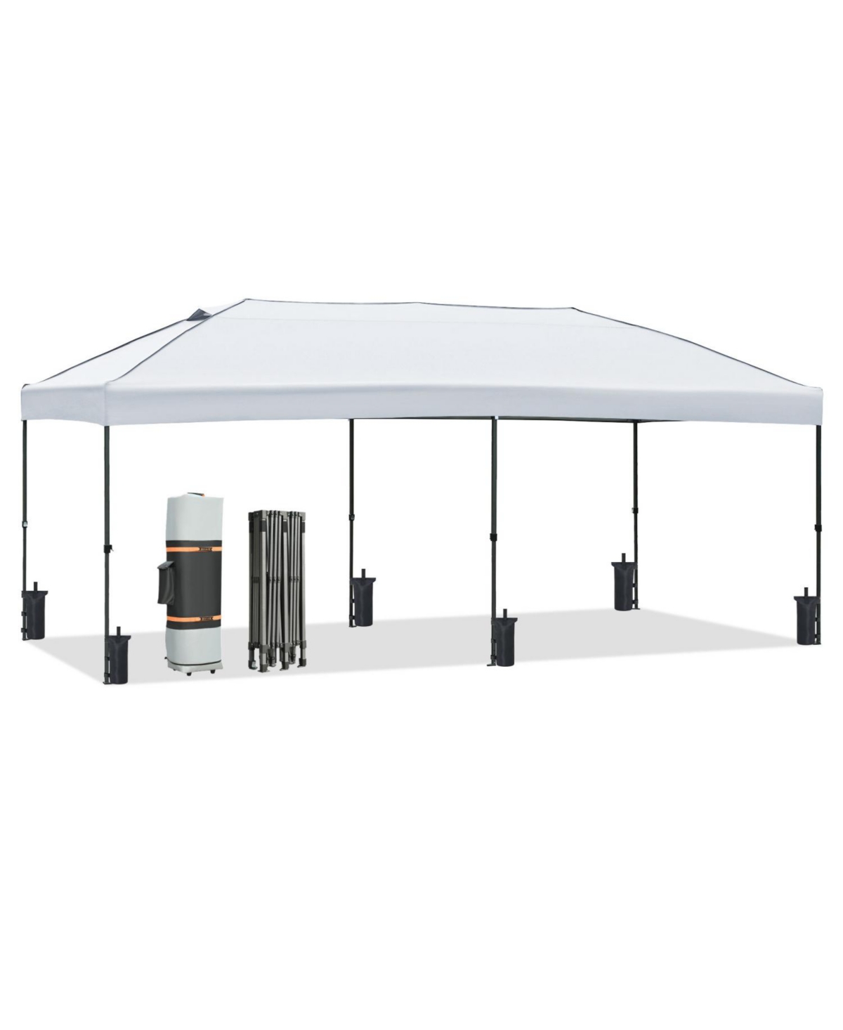 10x20 Pop Up Canopy Tent with Sidewalls & Wheeled Bag (White) - White