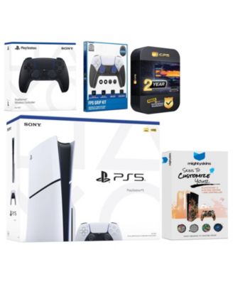 Playstation 5 Slim Disc with Extra Gray Camo Controller, FPS Grip Kit and MightySkins Decal Voucher + 2 Year CPS Extended Warranty