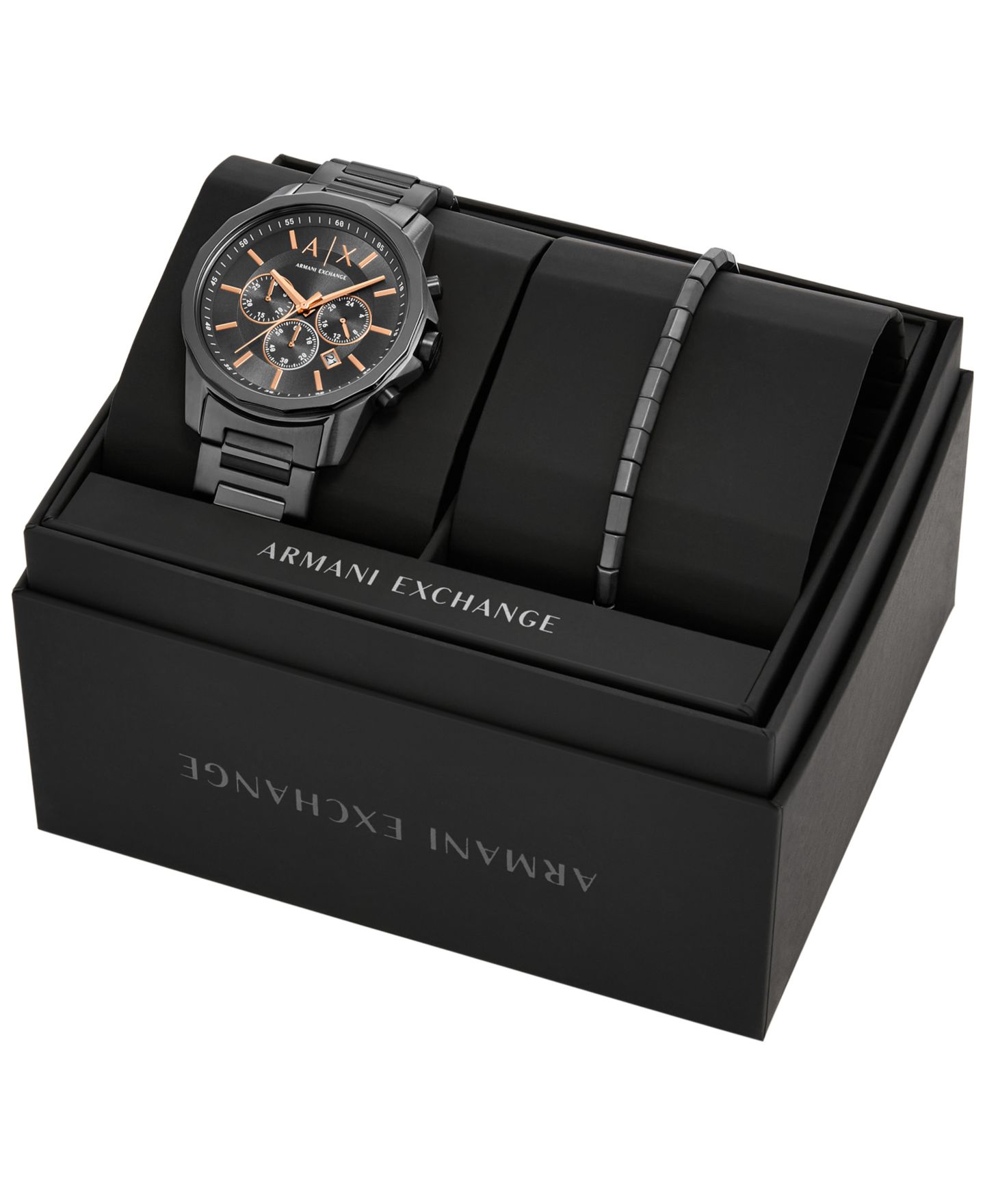 Кварцевые часы-хронограф A|X Armani Exchange из стали цвета вороненой стали, 44 мм — фото 5