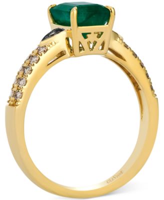 Costa Smeralda Emerald (1-1/5 ct. t.w.) & Diamond (1/4 ct. t.w.) Ring in 14k Yellow Gold