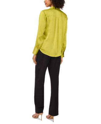 Women's Split-Neck Button Long-Sleeve Blouse