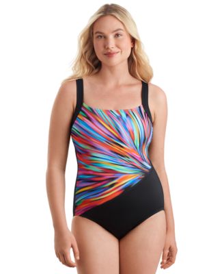 ShapeSolver Sport by Mimi Flamingo - Women's Nighparty Square-Neck Swimsuit