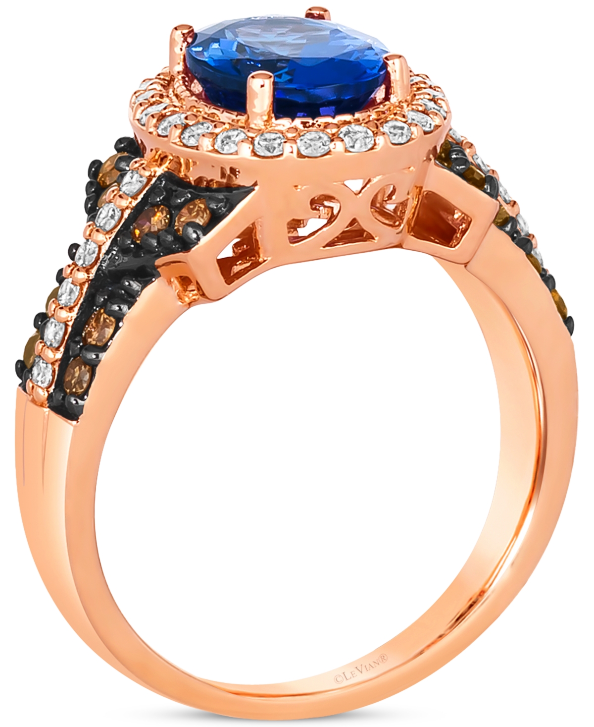 Le Vian Blueberry Tanzanite (1-5/8 Ct. T.w.) & Diamond (5/8 Ct. T.w.) Oval Hao Ring In 14k Rose Gold In Rose Gold