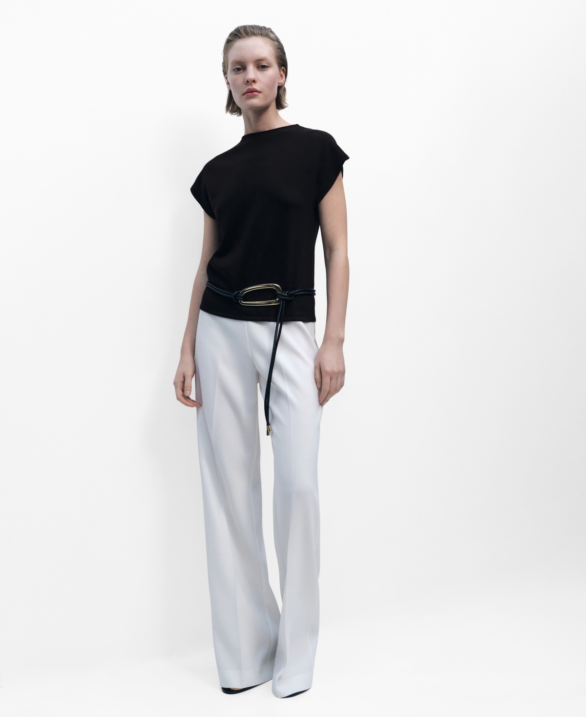 Mango Fine Knit Sleeveless Sweater In Chocolate