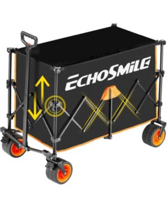 Collapsible Foldable Extended Height Wagon with 500lbs Weight Capacity,Folding Utility Garden Cart with Big All-Terrain Beach Wheels,for Camping, Garden,Sports,Beach,Shopping