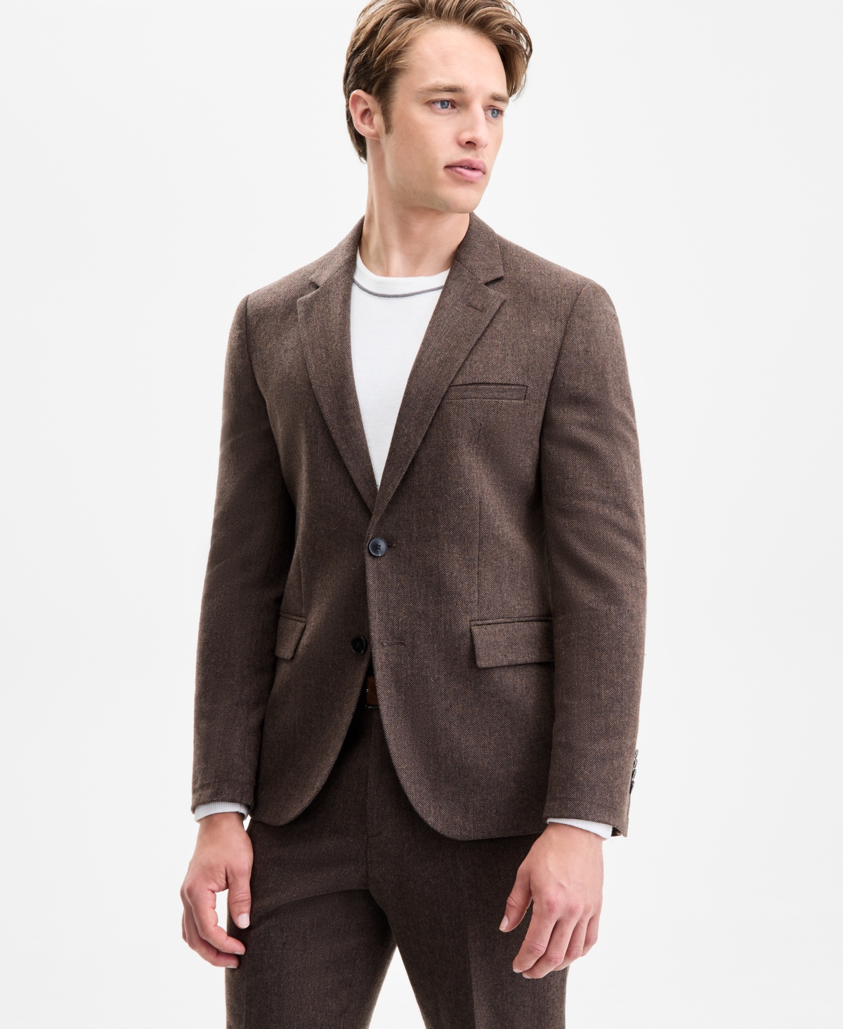 Hugo Boss Hugo By  Men's Modern-fit Herringbone Suit Jacket In Brown
