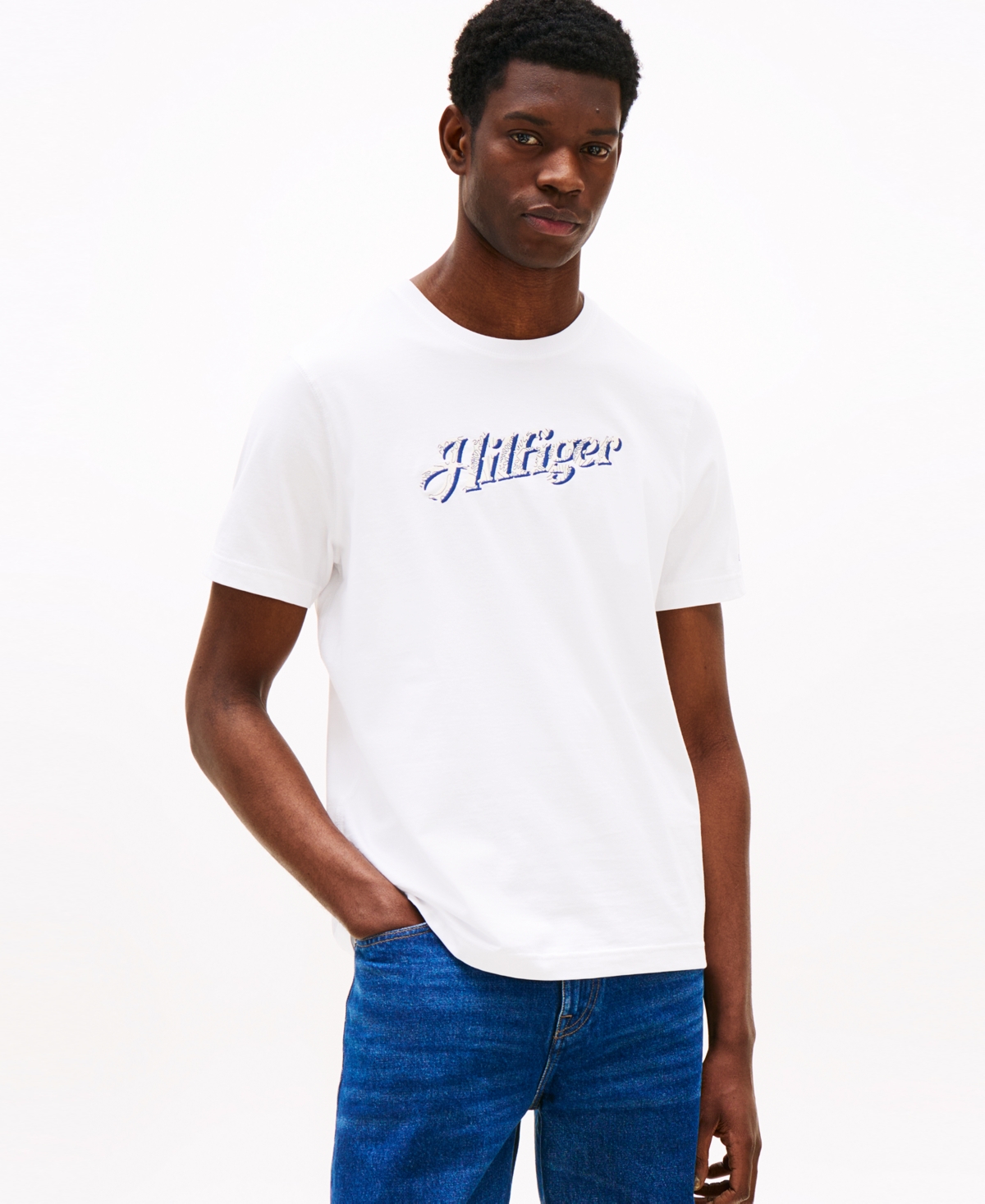 Tommy Hilfiger Embroidered Hilfiger Logo T In White