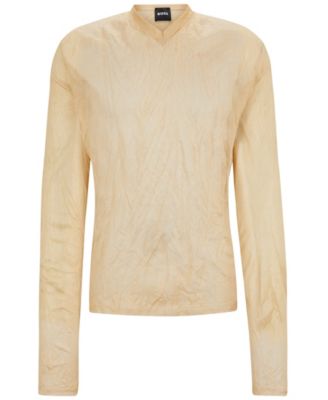 Men's Crinkled Knit V-Neck Sweater