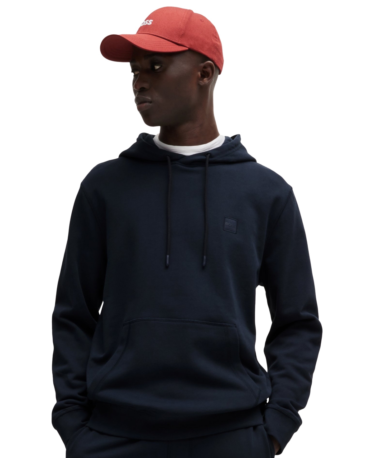 Boss by Hugo Boss Men's Regular-Fit Cotton Terry Logo Patch Hoodie - Dark Blue