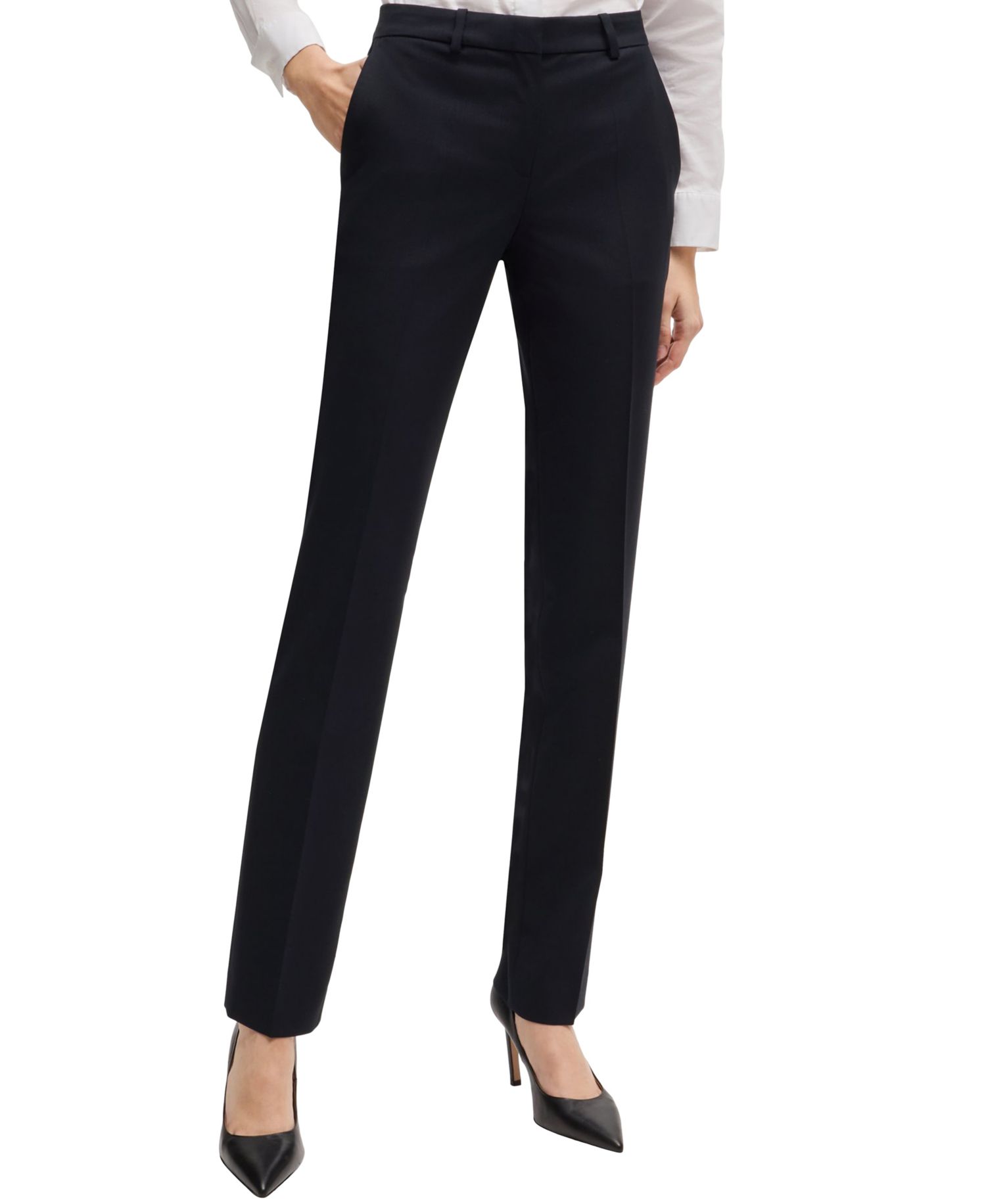 BOSS by Women's Virgin Wool Regular-Fit High-Rise Pants