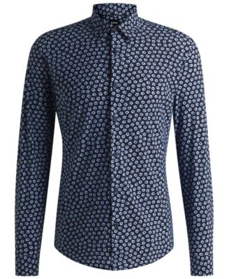 Men's Floral Print Slim Fit Dress Shirt