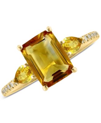 Multi-Gemstone & Diamond (1/20 ct. t.w.) Ring in 14k Yellow Gold