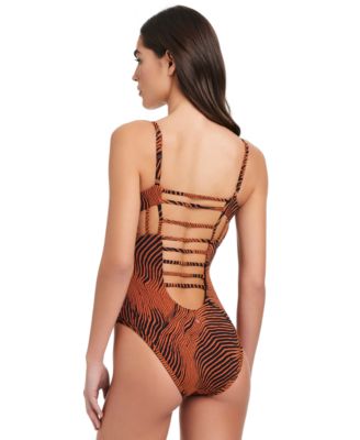 Women's Printed Side Cut Out One-Piece Swimsuit