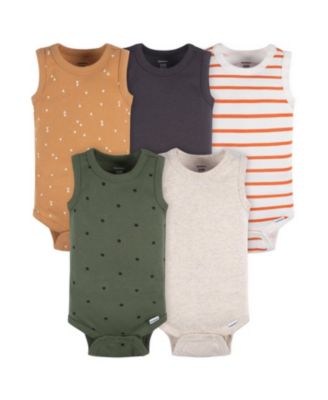 Baby Boys 5-Pack Sleeveless Onesies Bodysuits, Blue Stripe, 0-3 Months