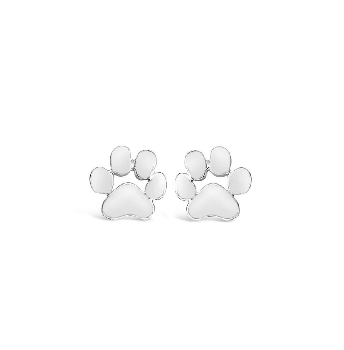 GoldenPaw Paw Print Stud Earrings for Pet Lovers - Silver