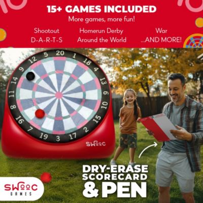 XL Giant Kick Darts (Over 8ft Tall) with 15+ Games Included - Jumbo Soccer Darts w/ Air Pump - Big Inflatable Games