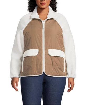 Plus Size Mixed Media High Pile Fleece Jacket