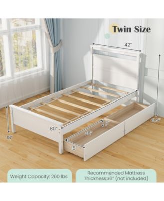 Twin Size Wooden Bed Frame with 2 Drawers for Teens and Adults