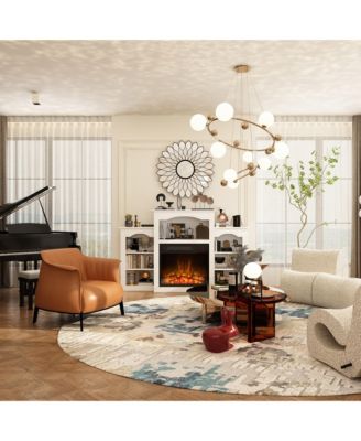 23" electric fireplace, recessed fireplace, 1500 watts, white TV cabinet with seven storage compartments