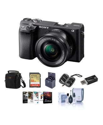 Alpha a6400 Mirrorless Digital Camera with 16-50mm Lens - Bundle with Shoulder Bag, 32GB SD Card, Cleaning Kit, Card Reader, SD Card Case
