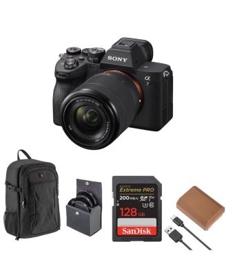 Sony Alpha a7 IV Full Frame Mirrorless Interchangeable Lens Digital 4K Camera with FE 28-70mm Lens - Bundle with 128GB SD Card, Backpack, Extra