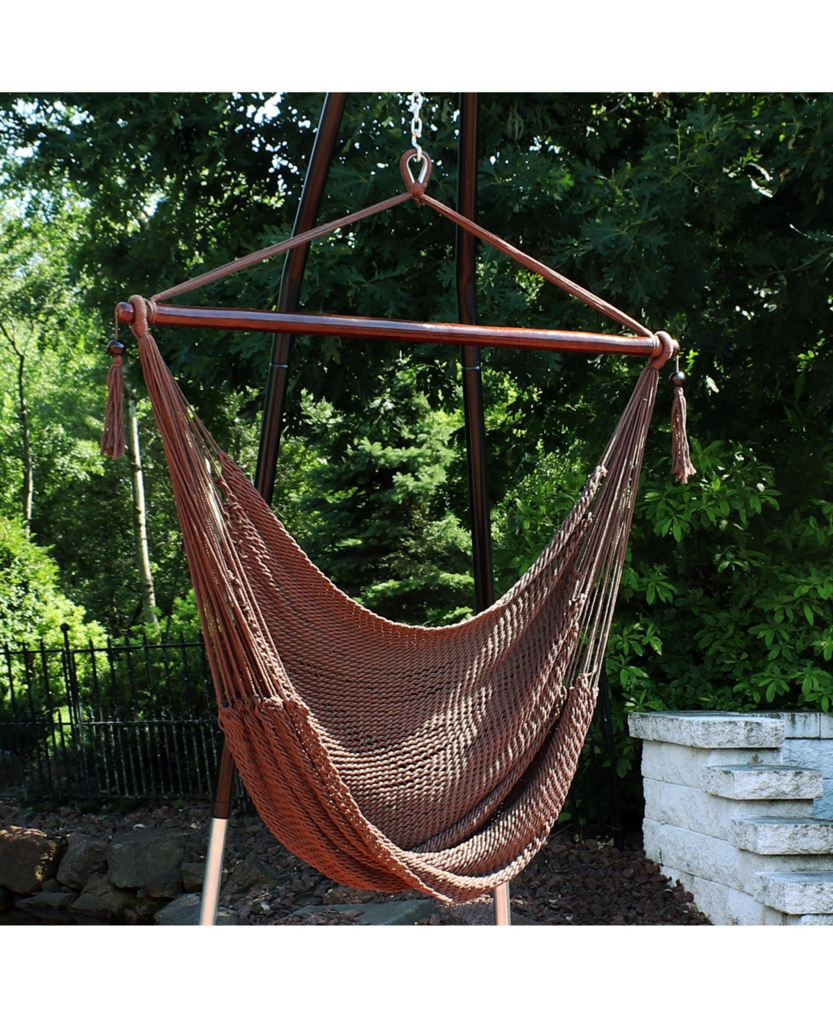 Caribbean Style Extra Large Hanging Rope Hammock Chair Swing for Backyard and Patio