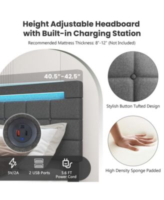 Upholstered LED Bed Frame with Headboard and 4 Drawers-Twin Size