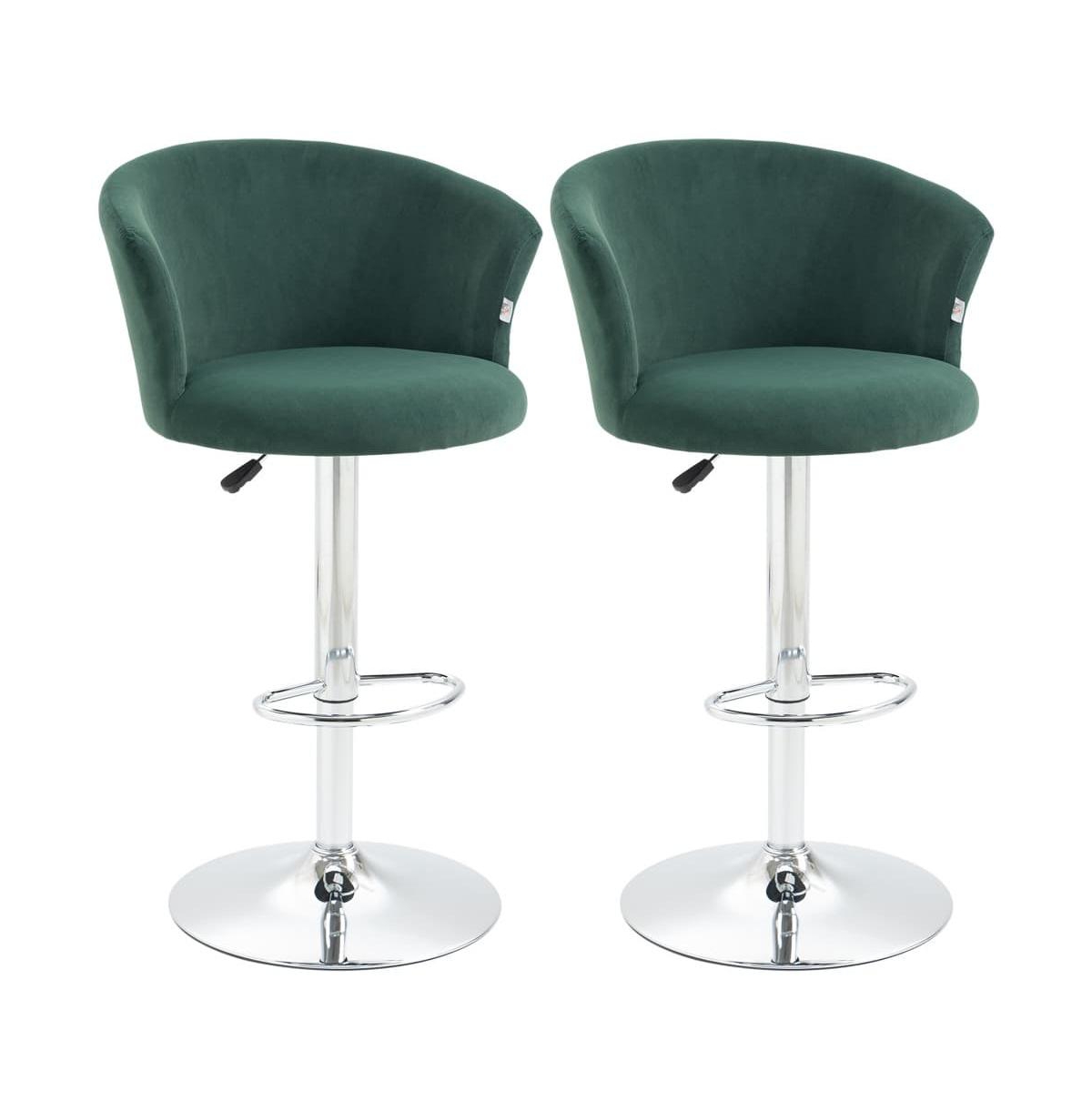Set of 2 Adjustable Velvet Bar Stools, Swivel Counter Height Chairs with Footrest and Steel Base for Kitchen Island, Home Bar, and Dining Room-The Pop